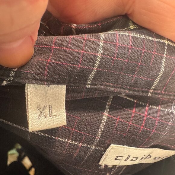 Claiborne Mens Black & Red Plaid Long-Sleeve Button-Up Shirt XL Cotton - Picture 4 of 9